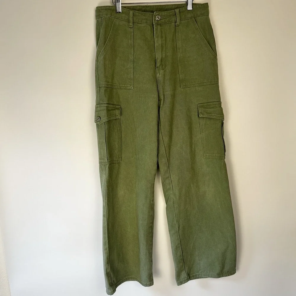 Cider Cargo Jeans Women Sage Green Nature Granola Core Size L